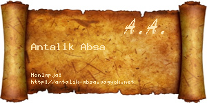 Antalik Absa névjegykártya